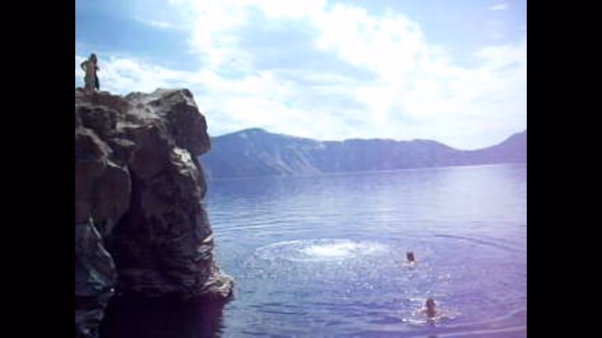 Girls cliff diving