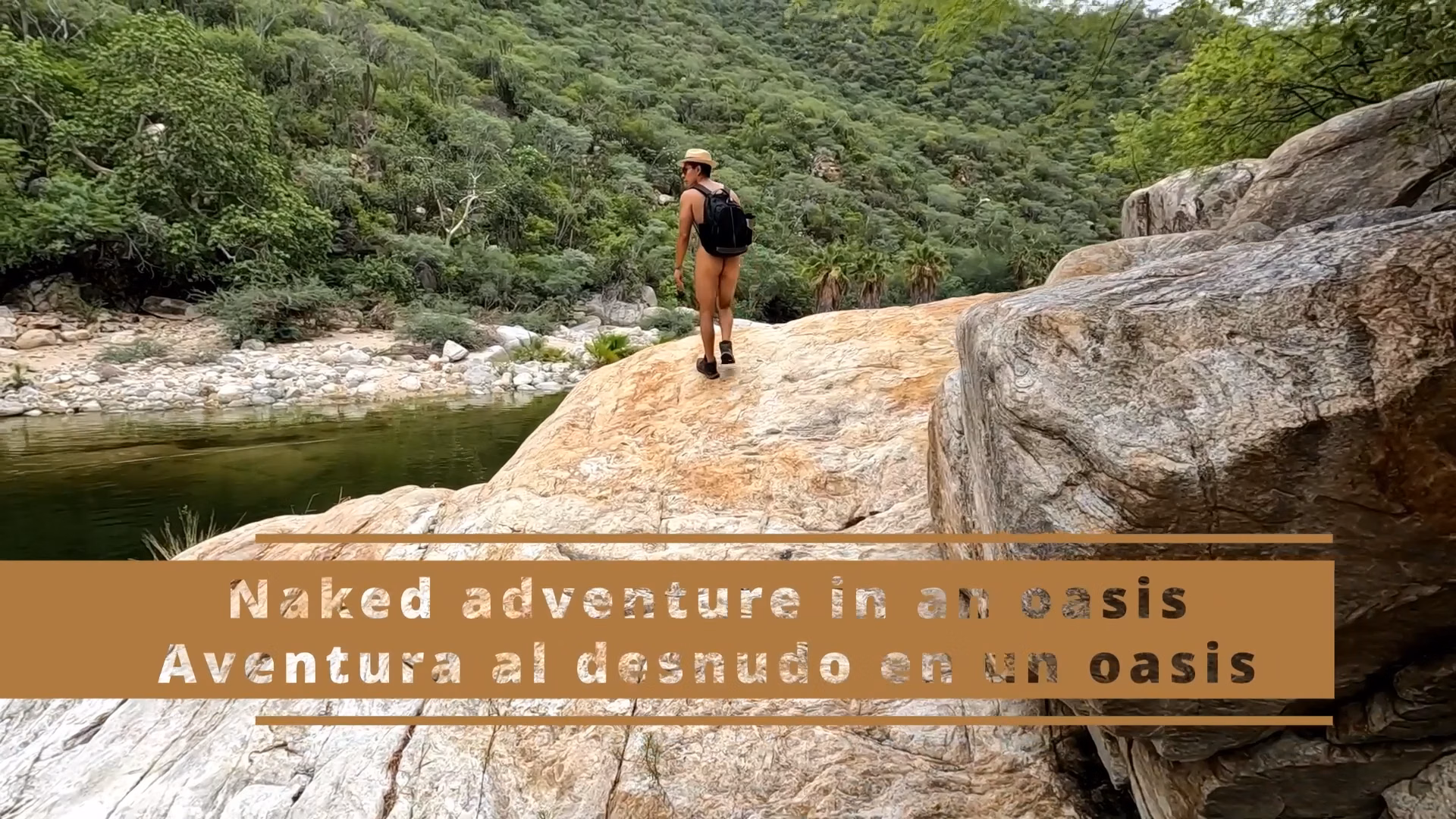 Naked adventure in an oasis